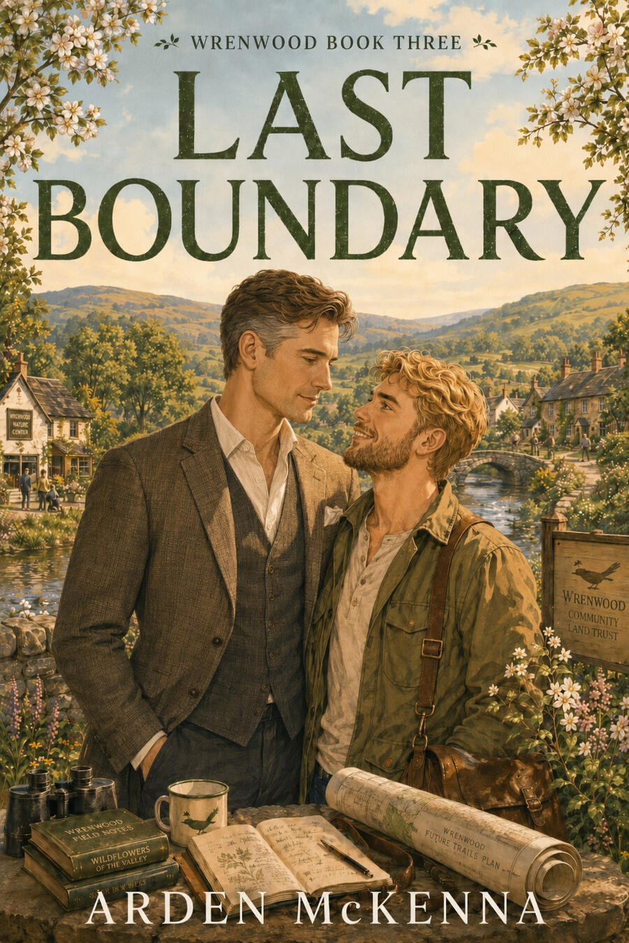 Last Boundary The Last Boundary by Arden McKenna, Book Three in the Wrenwood series, a warm contemporary MM romance about Wil Mercer, River Adler, land stewardship, legacy, and love in Wrenwood.